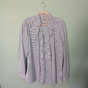 LL Bean Navy/White Stripe Button Down Shirt